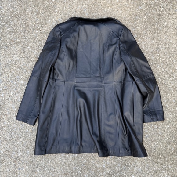 Anne Klein Women's Mid-length Full Zipper Genuine Soft Leather Coat Black Small - Picture 6 of 8